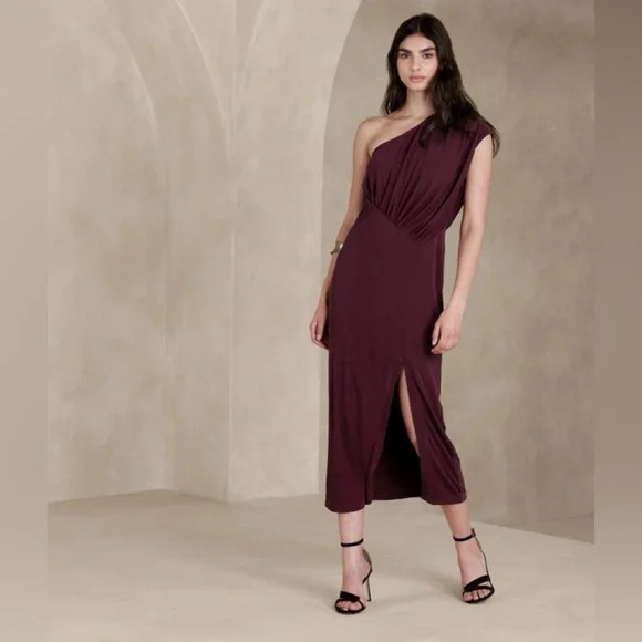 NWT! Banana Republic New Pinot Noir Purple Radhi Midi Dress - Multiple 💛 - Picture 7 of 7